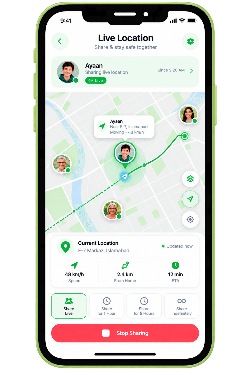 Live Location feature illustration