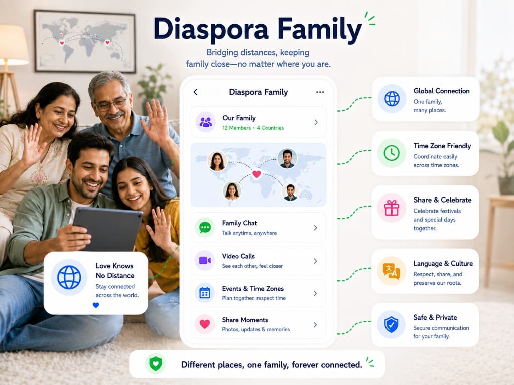 Diaspora Family Waving on Video Call
